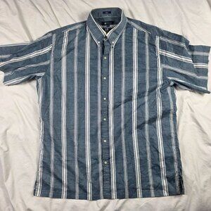 Reyn Spooner Classic Mens Size XL Blue White Striped Button Up Shirt Casual